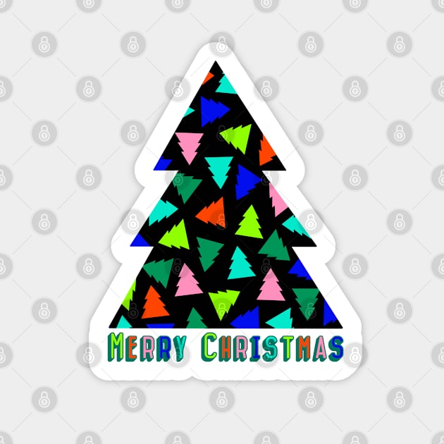 Christmas Tree Pattern in Bright Colours Sticker by OneThreeSix